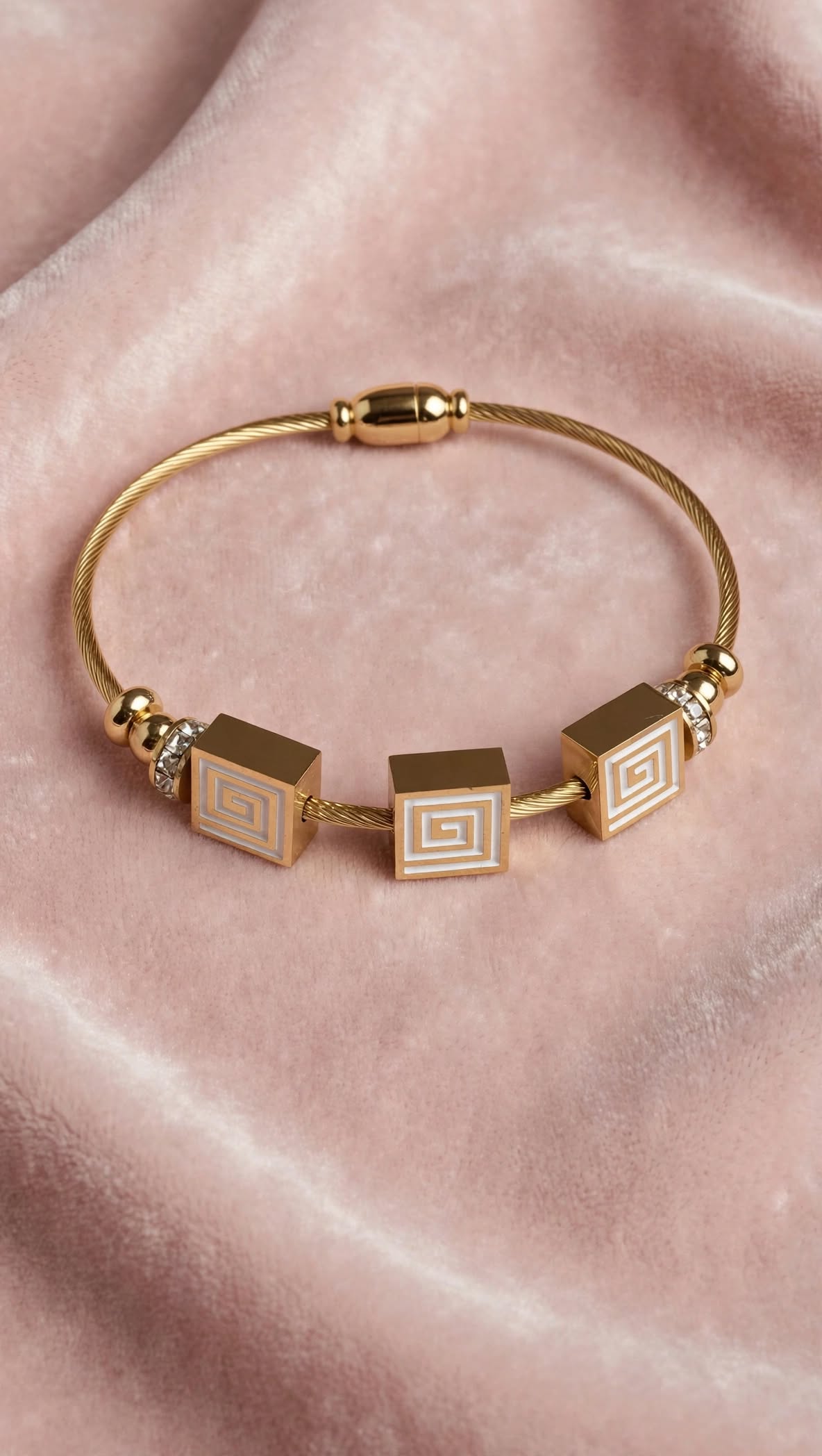 Elysian Greek Key Gold Bangle