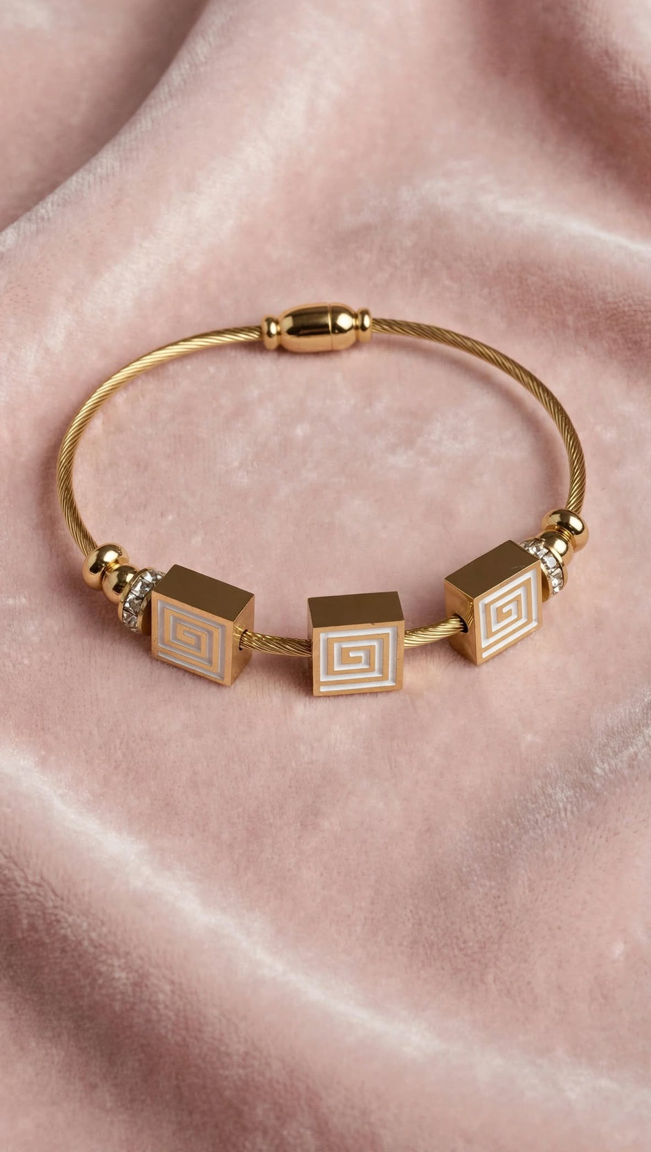Elysian Greek Key Gold Bangle