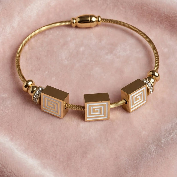 Elysian Greek Key Gold Bangle