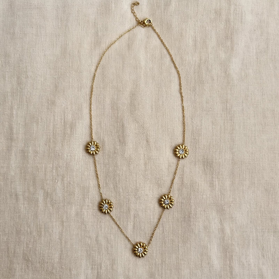 Golden Daisy Station Necklace