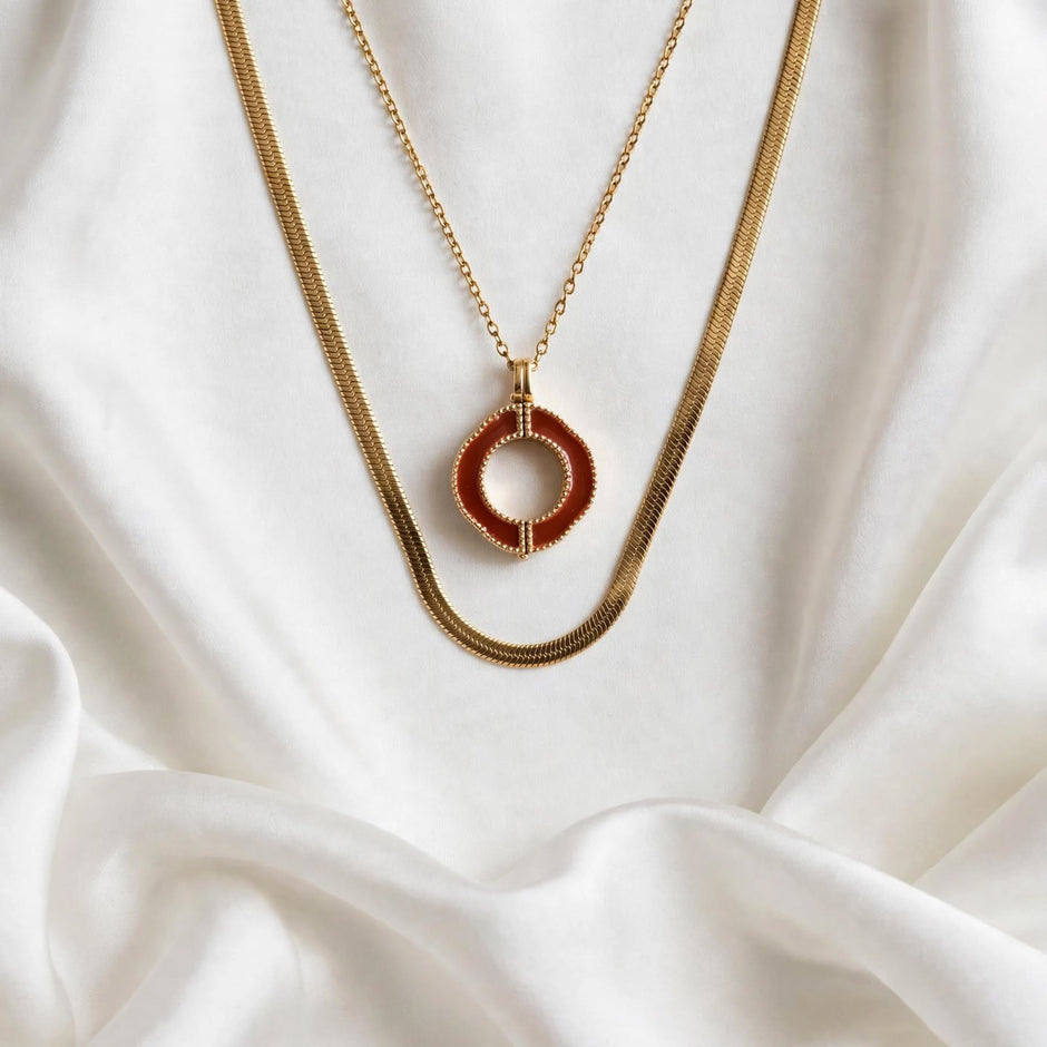 Scarlet Halo Layered Red Pendant Necklace