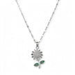 Sunflower Emerald-Leaf Pendant Necklace