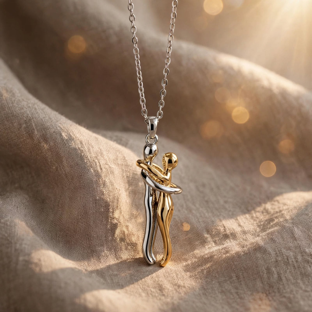 Living Couple Hug Pendant Necklace