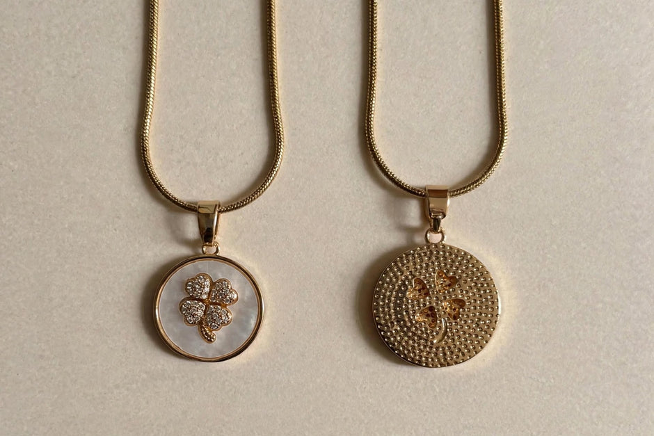 Celestial Four-Leaf Clover Coin Necklace