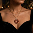 Scarlet Halo Layered Red Pendant Necklace