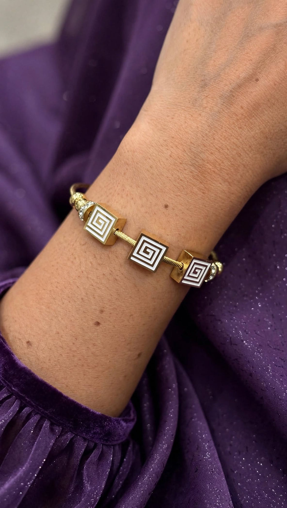 Elysian Greek Key Gold Bangle