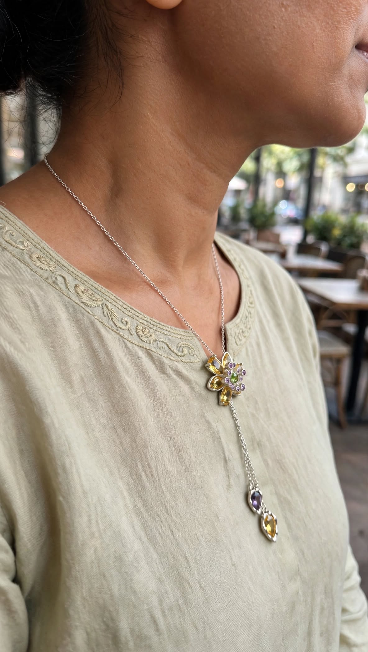 Zevrra Luminary Floral Drop Chain