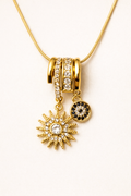Celestial Multi Charm Necklace With Crystal Spiral Slides