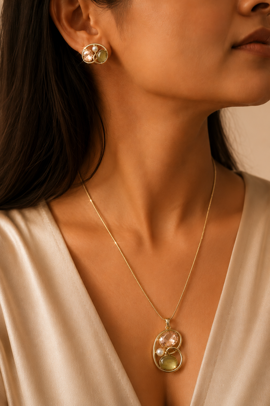 Zevrra Celestia Glow Pendant and Ear rings  Set