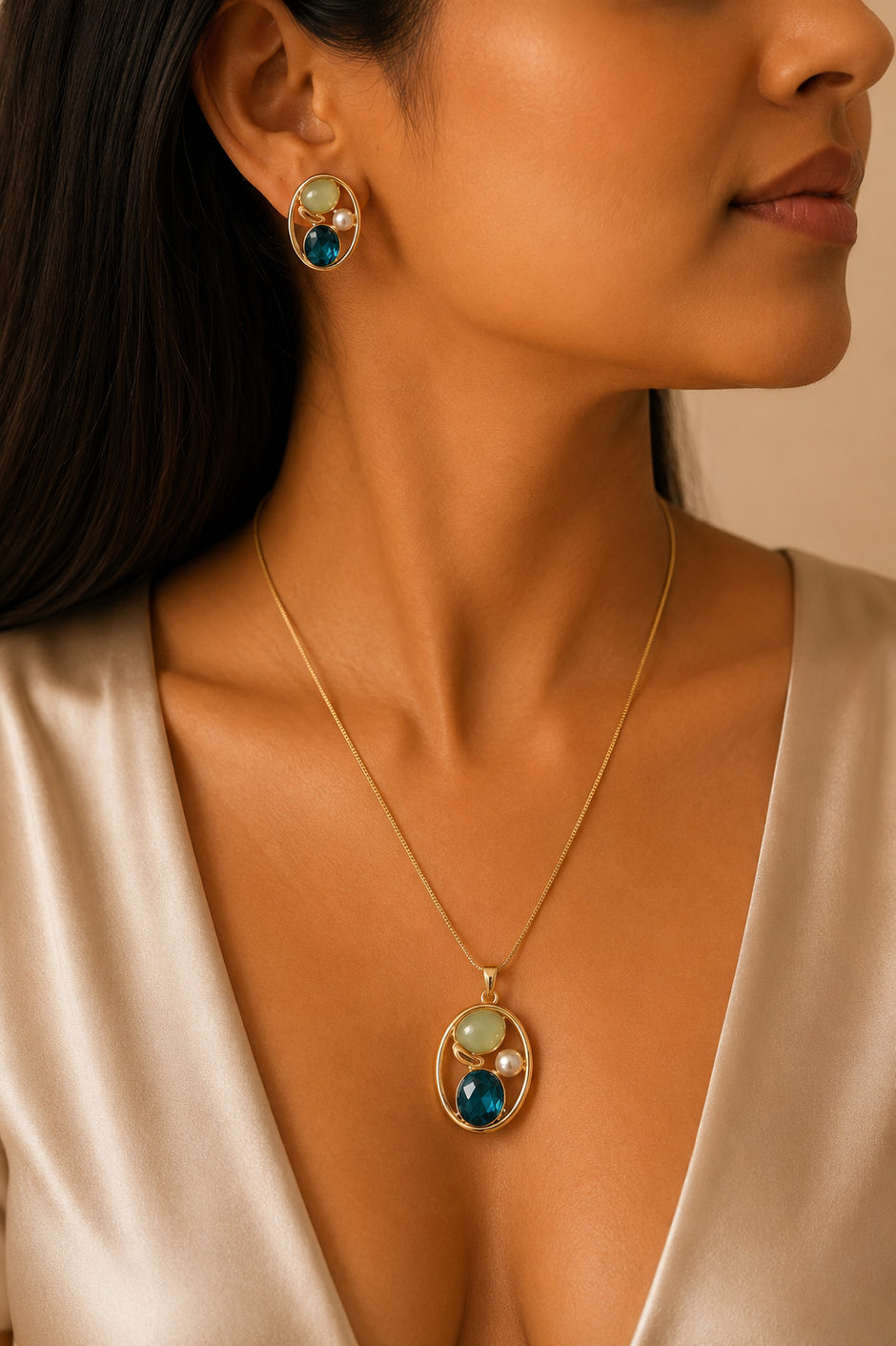 Zevrra Celestia Glow Pendant and Ear rings  Set
