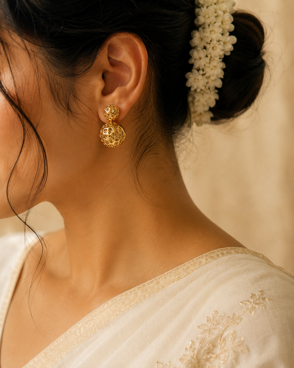 Zevrra Dual Dome Hollow Statement Earrings