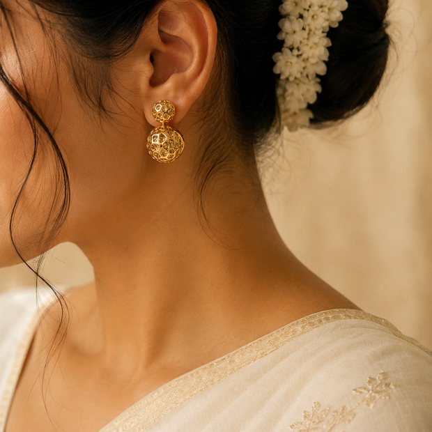 Zevrra Dual Dome Hollow Statement Earrings
