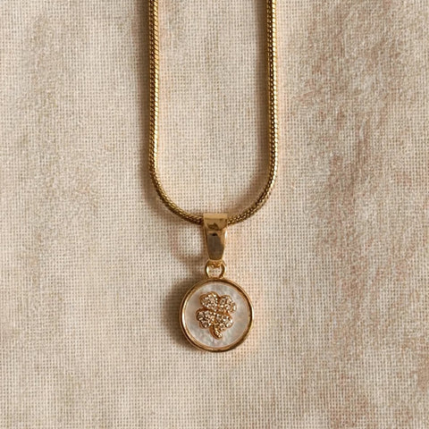 Celestial Four-Leaf Clover Coin Necklace