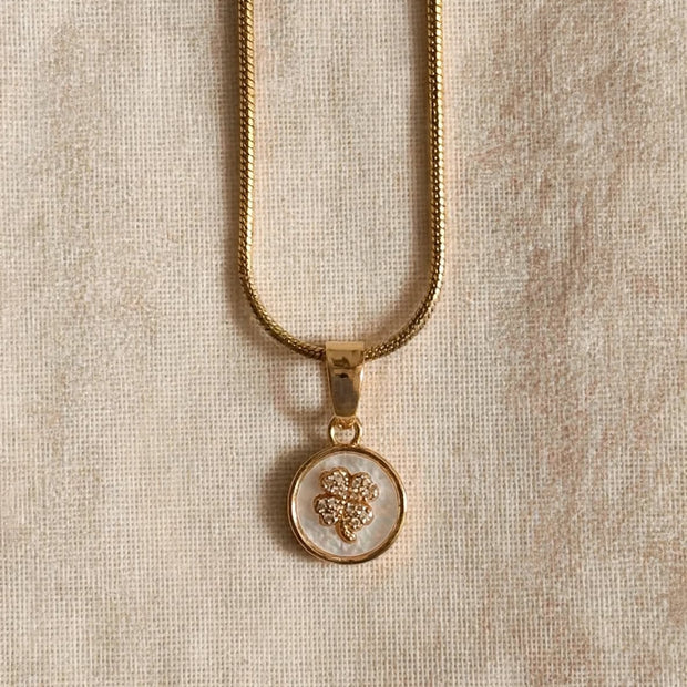 Celestial Four-Leaf Clover Coin Necklace