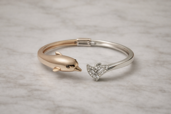 Rose Gold & Silver Open Cuff Bangle