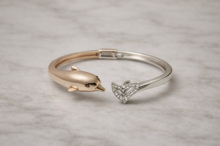 Rose Gold & Silver Open Cuff Bangle