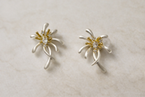 Dual Tone Silver Floral Studs