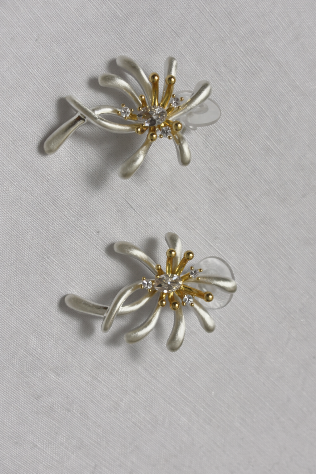 Dual Tone Silver Floral Studs