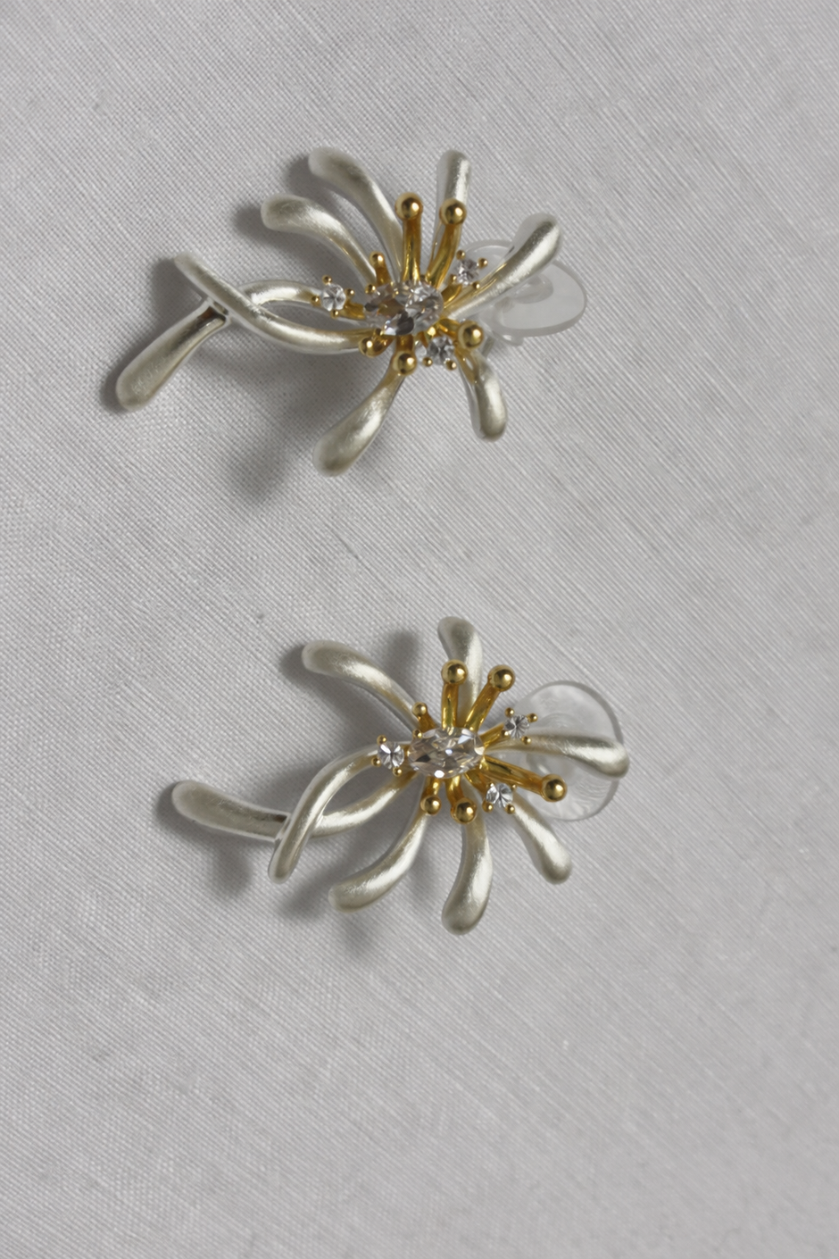 Dual Tone Silver Floral Studs