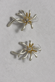 Dual Tone Silver Floral Studs