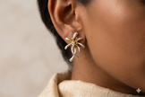 Dual Tone Silver Floral Studs