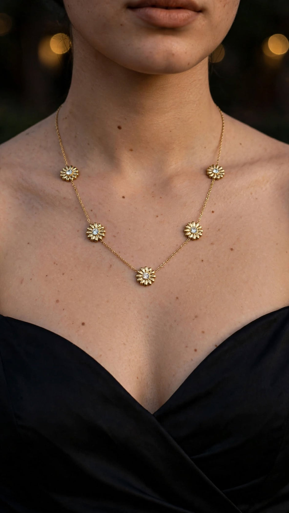 Golden Daisy Station Necklace