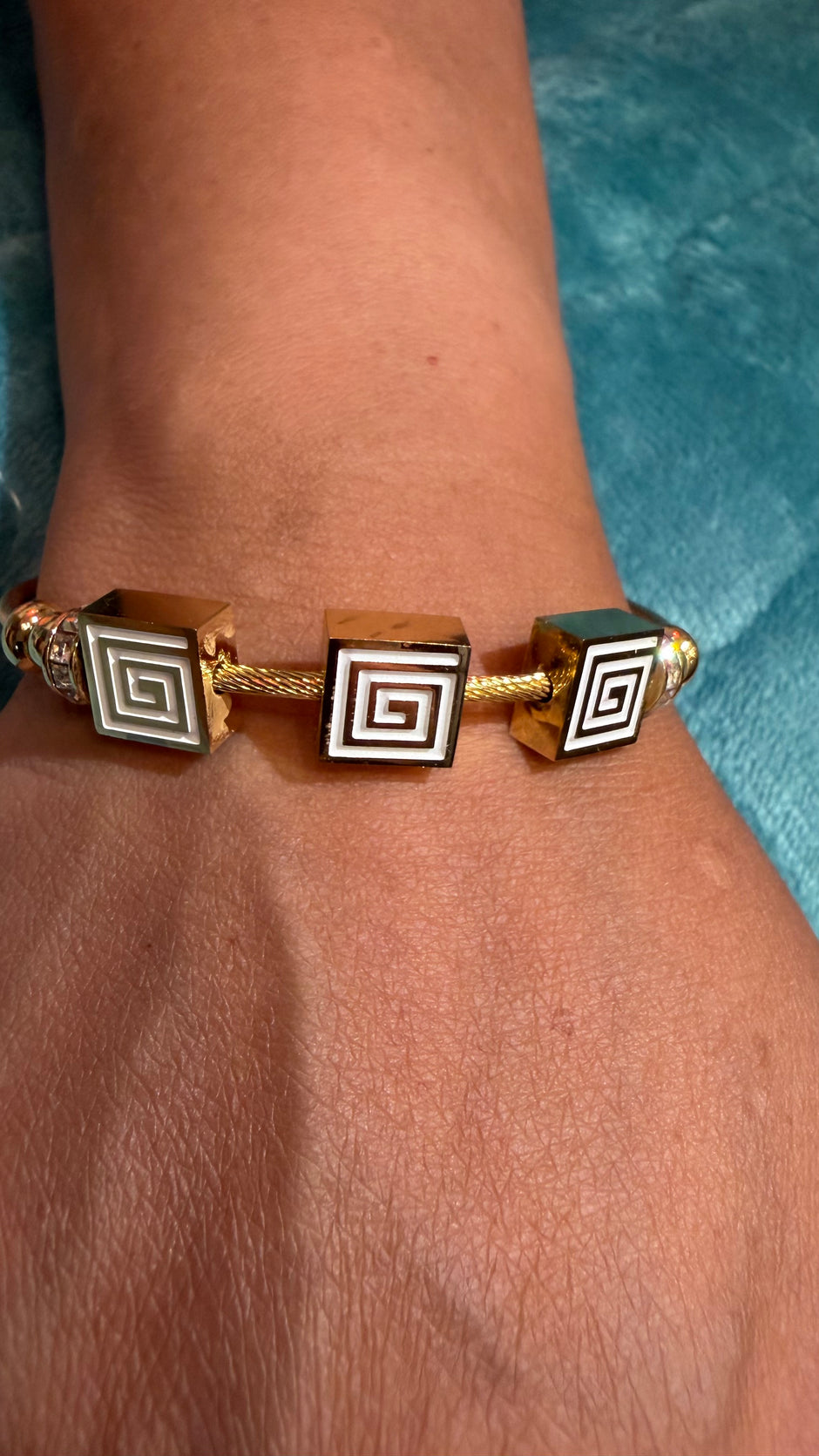 Elysian Greek Key Gold Bangle