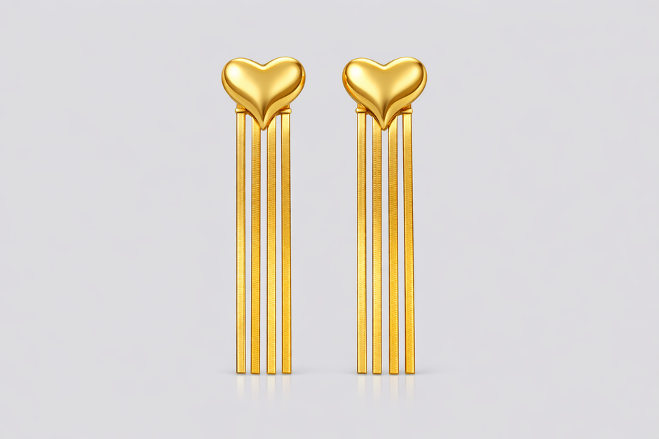 Golden Heart Cascade Earring