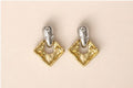 Gold Abstract Square Hoops