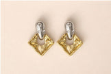 Gold Abstract Square Hoops