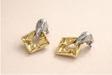 Gold Abstract Square Hoops