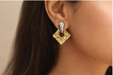Gold Abstract Square Hoops