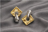 Gold Abstract Square Hoops