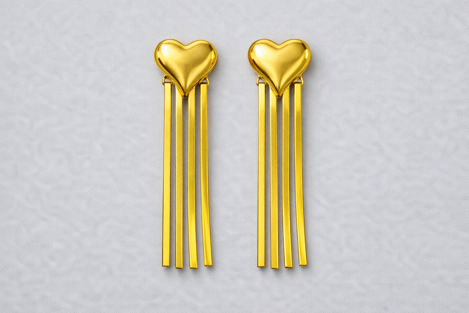 Golden Heart Cascade Earring
