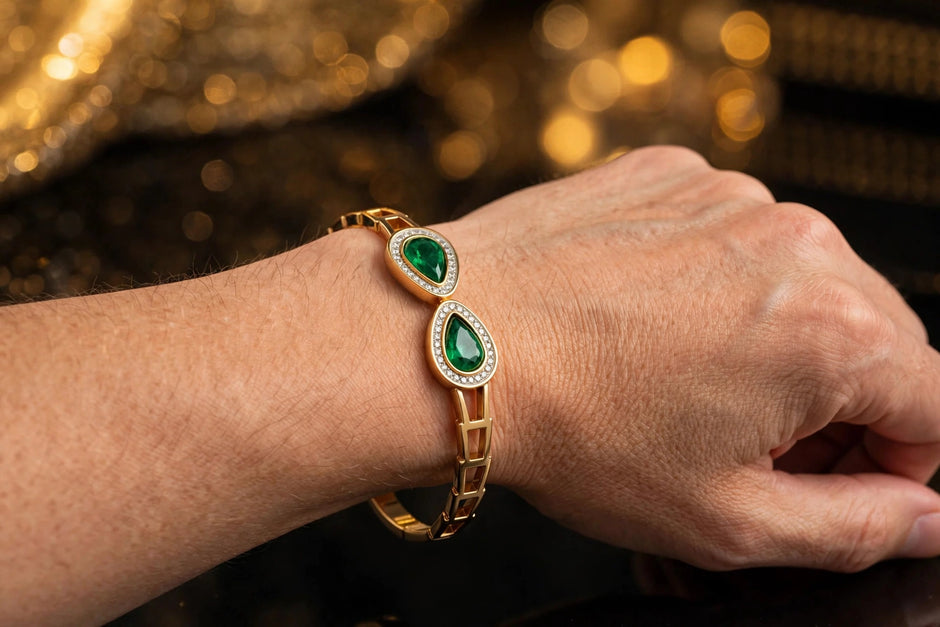 Emerald Elegance Gold Bangle