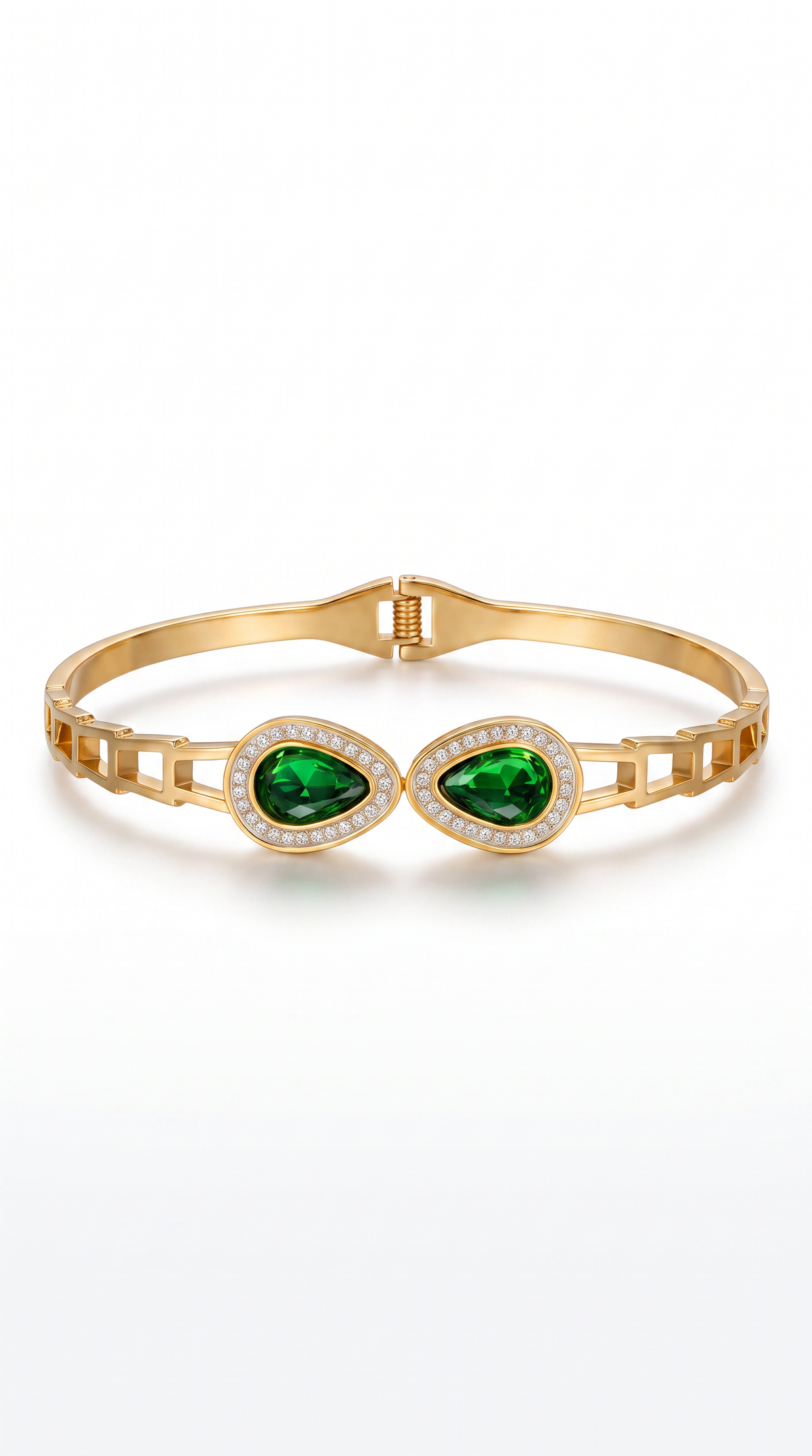 Emerald Elegance Gold Bangle
