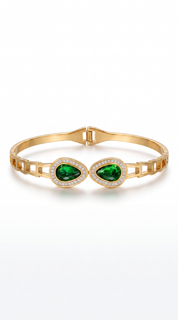 Emerald Elegance Gold Bangle