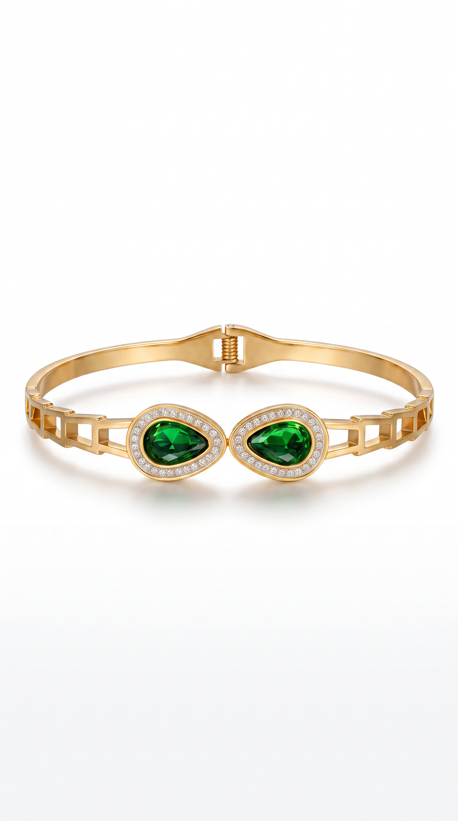 Emerald Elegance Gold Bangle
