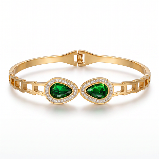 Emerald Elegance Gold Bangle