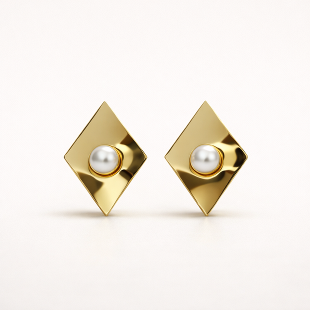 Gold Toned Triangular studs