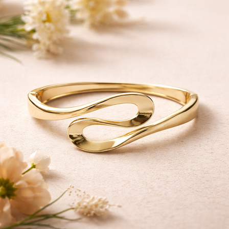 Gold Nail Head Hinged Bangle Bracelet