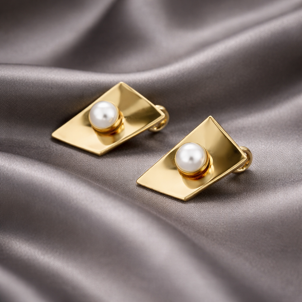 Gold Toned Triangular studs