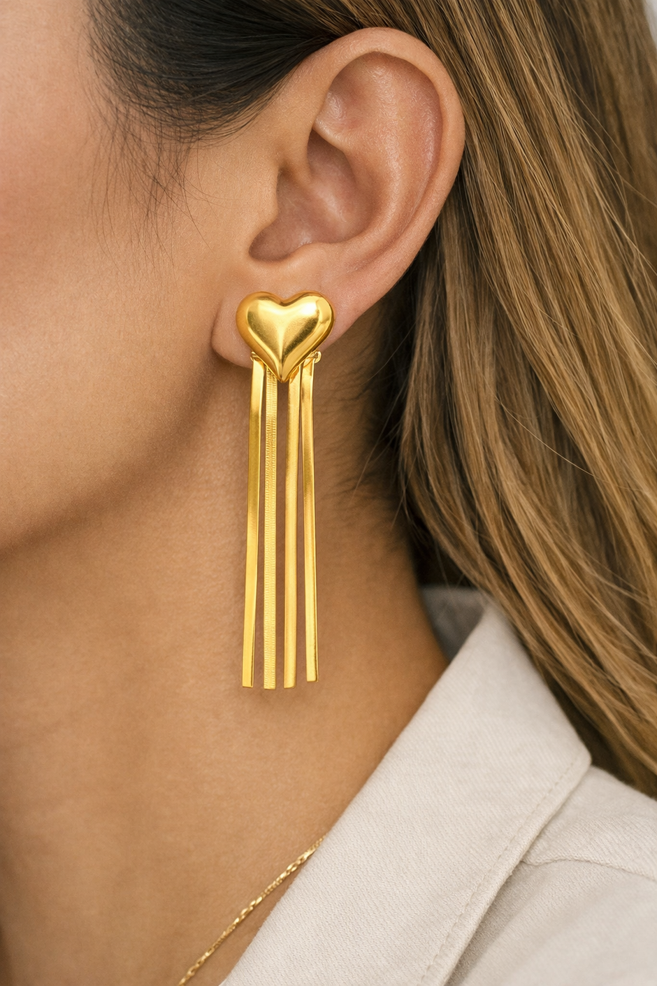 Golden Heart Cascade Earring