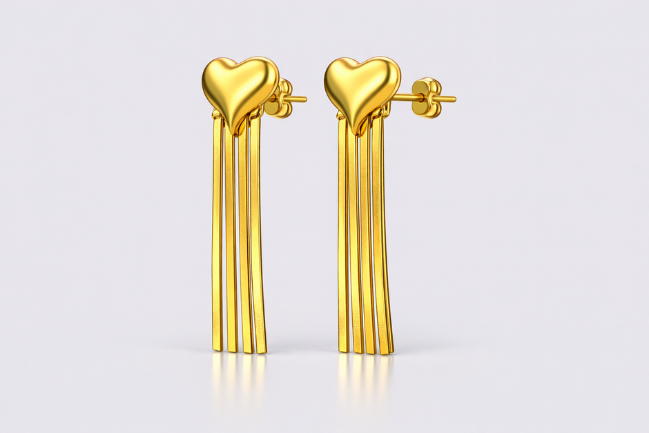 Golden Heart Cascade Earring