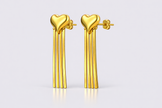 Golden Heart Cascade Earring