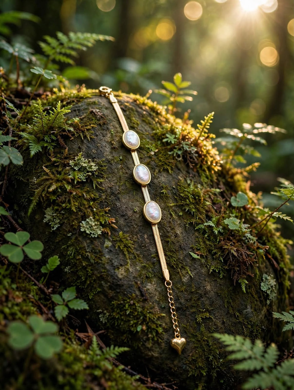 Serenity Pearl Charm Gold Bracelet