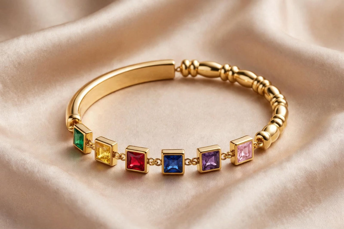 Aurora Spectrum Gemstone Gold Bracelet