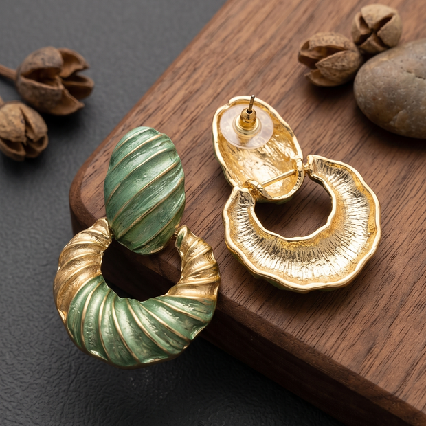 Enamel dual tone drop earrings