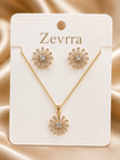 Sunburst Crystal Pendant and Earring Set
