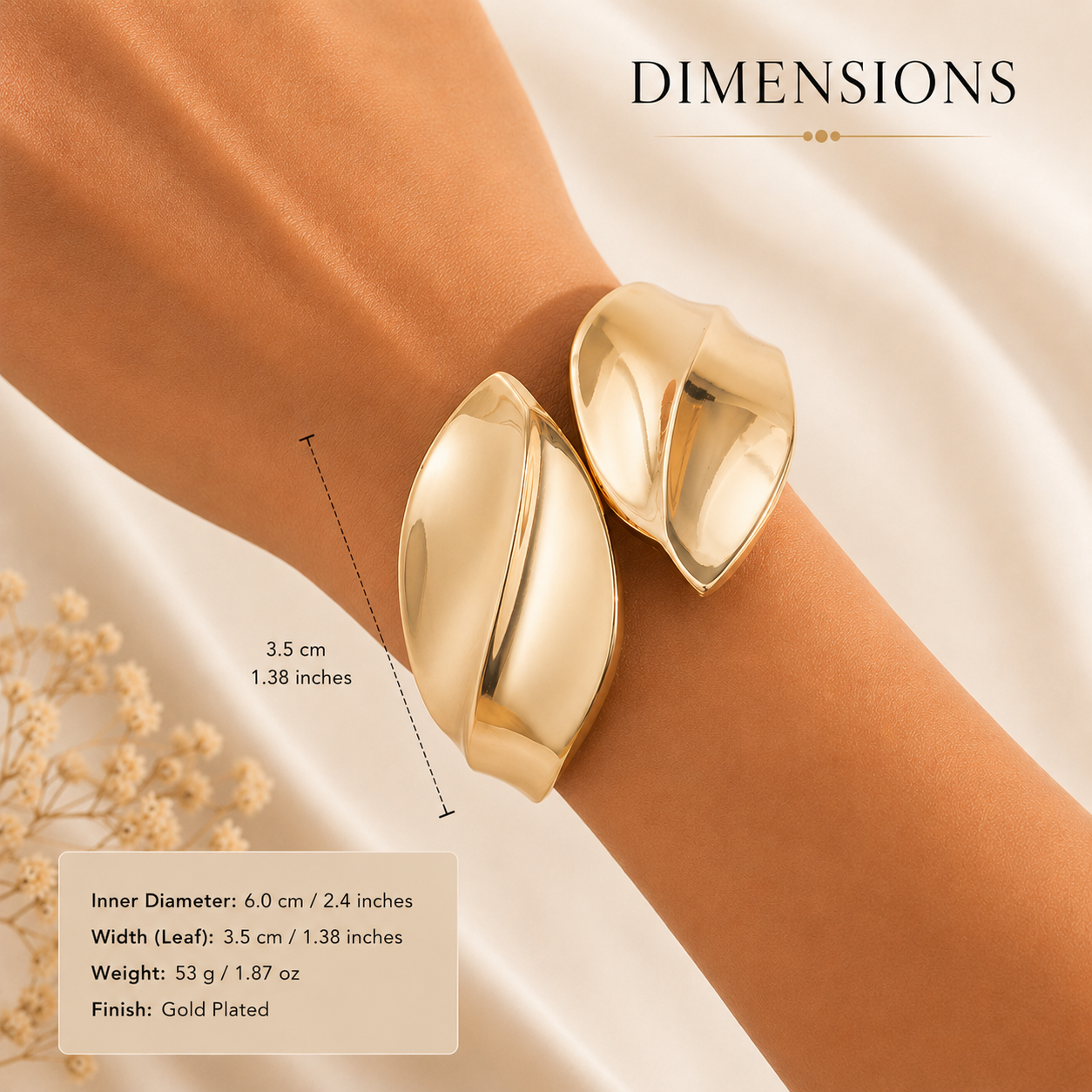 Zevrra leaf Petal Cuff Bangle